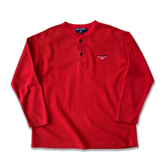 90's "POLO SPORT" THERMAL HENLEY NECK LONG SLEEVE T-SHIRT