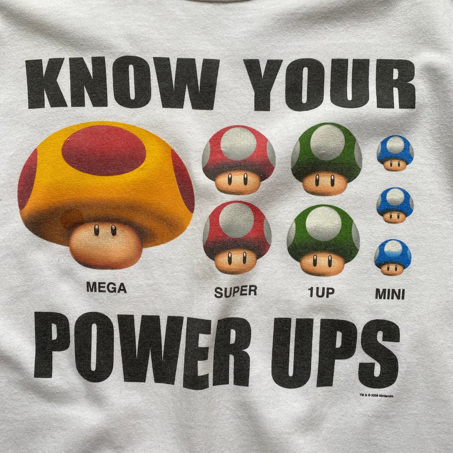 00’s NINTENDO "KNOW YOUR POWER UPS" T-SHIRT