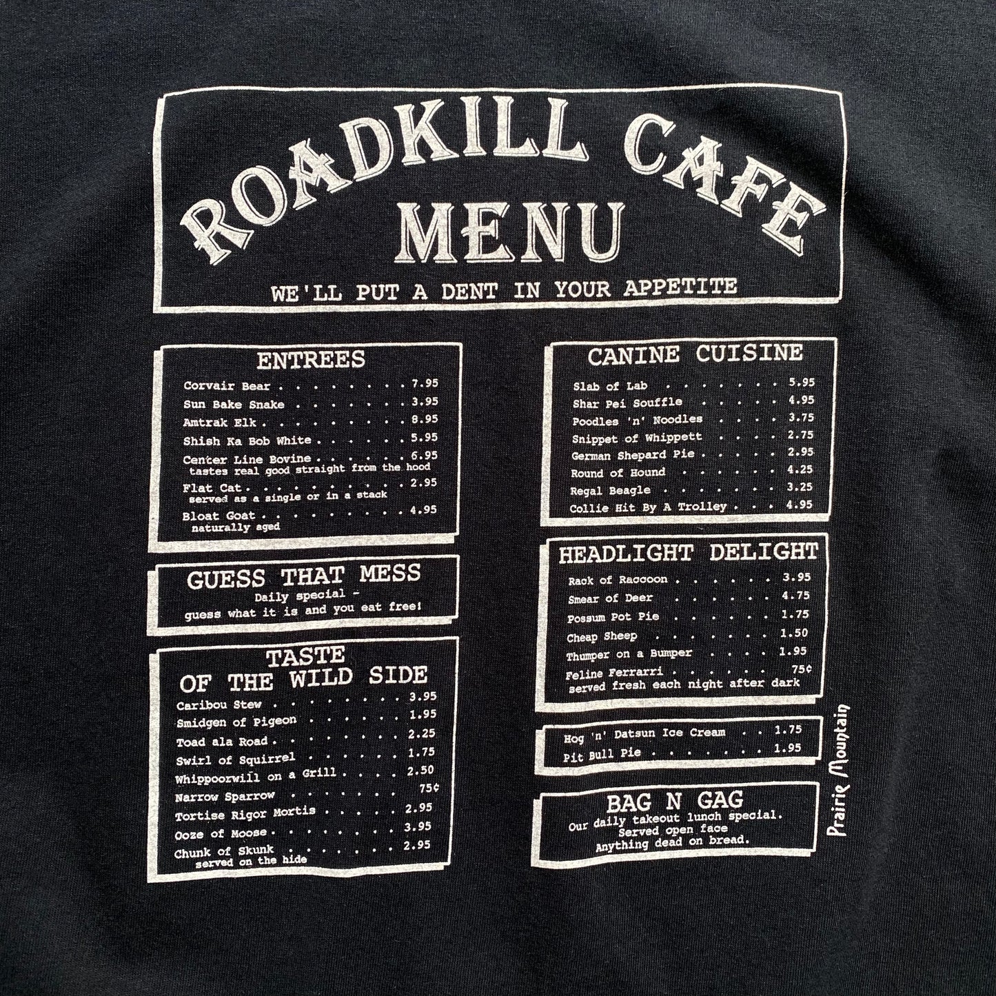00's ROADKILL CAFE "MENU" T-SHIRT