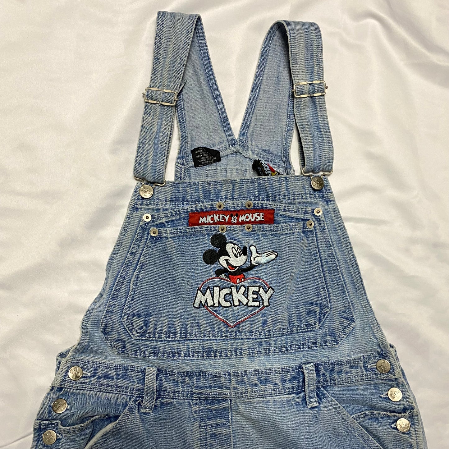 90's "MICKEY MOUSE" EMBROIDERIED OVER ALLS