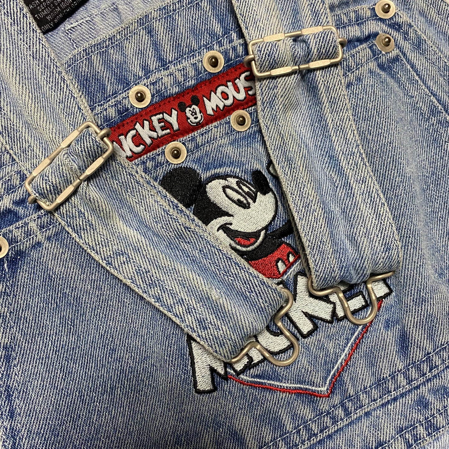 90's "MICKEY MOUSE" EMBROIDERIED OVER ALLS